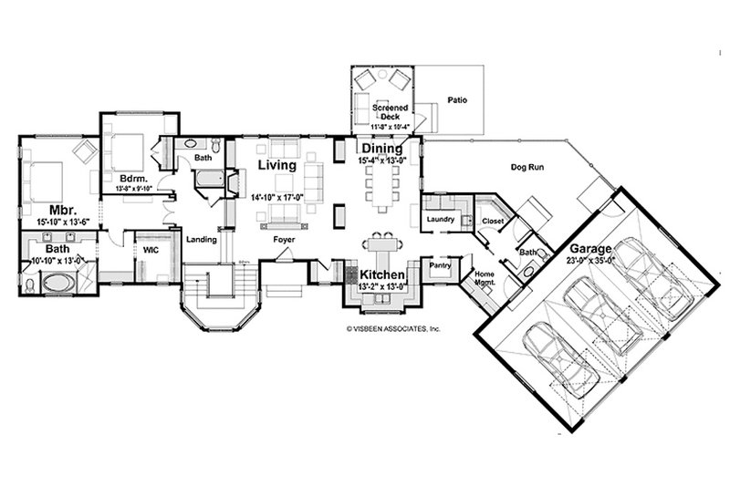 Architectural House Design - Floor Plan - Main Floor for Farmhouse House Plan #928-456 - 4 bed, 3.5 bath