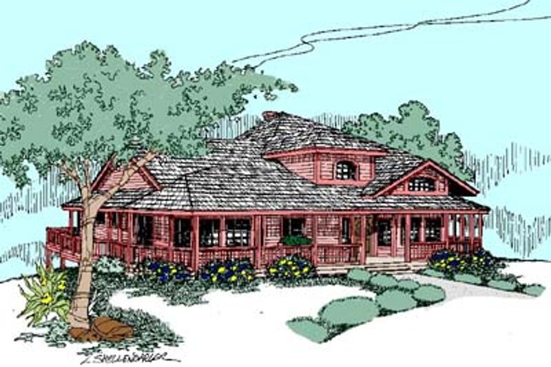 Home Plan - Country Exterior - Front Elevation Plan #60-517
