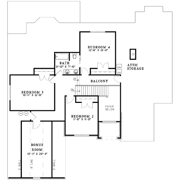 Traditional Floor Plan - Upper Floor Plan #17-2079