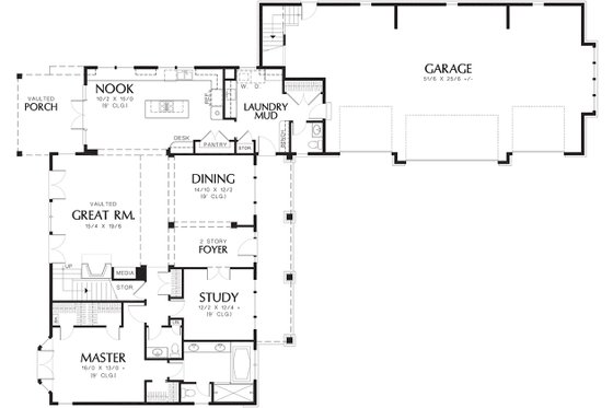 Floor Plan - Main Floor for Craftsman House Plan #48-148 - 5 bed, 4.5 bath