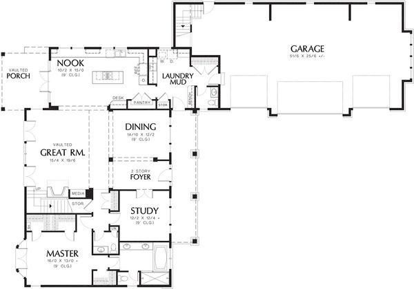 Architectural House Design - Craftsman Floor Plan - Main Floor Plan #48-148