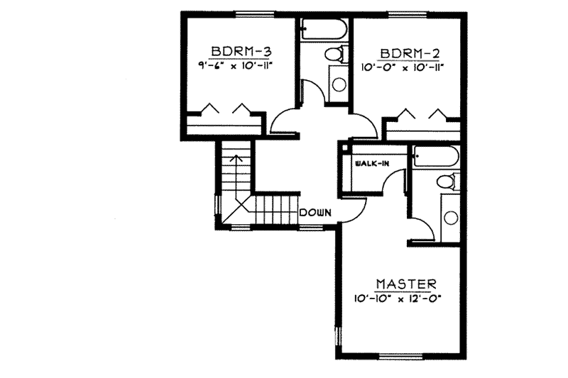 Architectural House Design - Floor Plan - Upper Floor for Craftsman House Plan #96-206 - 3 bed, 2.5 bath