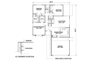 Floor Plan - Main Floor for Ranch House Plan #116-157 - 3 bed, 2 bath
