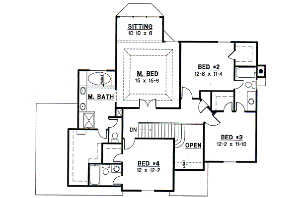 Traditional Floor Plan - Upper Floor Plan #67-528