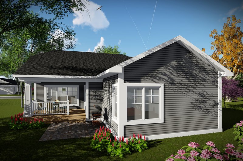 House Plan Design - Exterior - Rear Elevation for Ranch House Plan #70-1483 - 2 bed, 2 bath