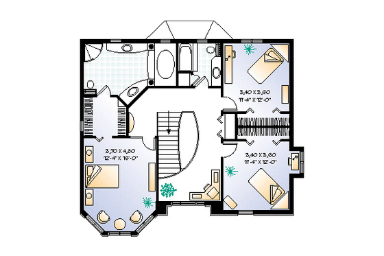 Floor Plan - Upper Floor for European House Plan #23-275 - 3 bed, 2.5 bath