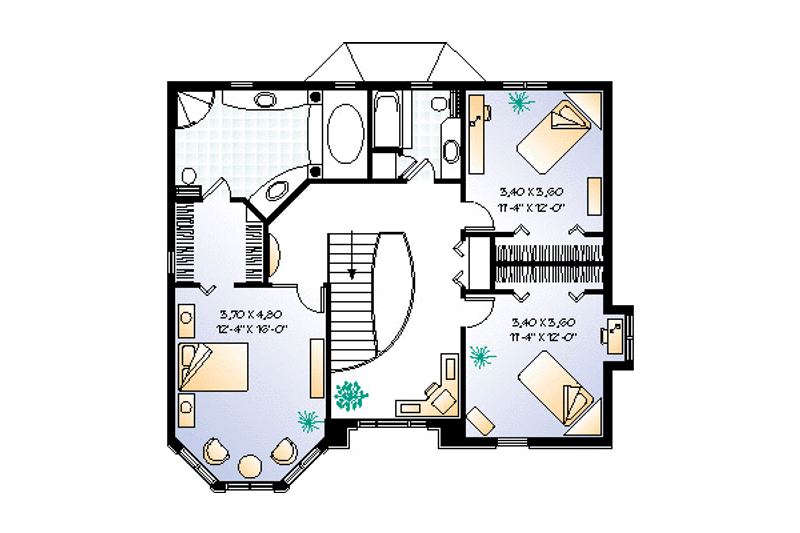 Home Plan - Floor Plan - Upper Floor for European House Plan #23-275 - 3 bed, 2.5 bath