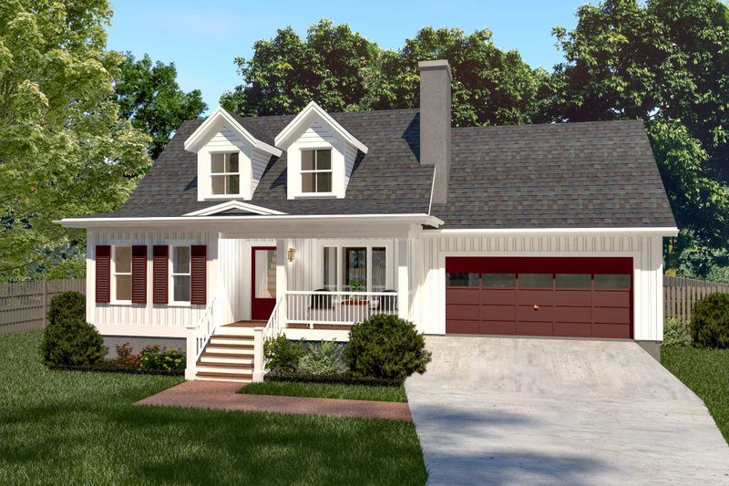 Country Style House Plan - 3 Beds 2.5 Baths 1289 Sq/Ft Plan #79-157 Exterior