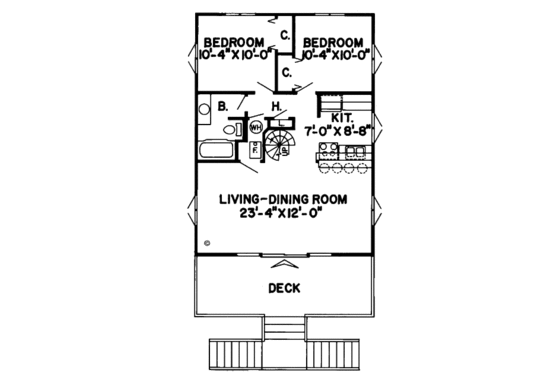Floor Plan - Main Floor for Bungalow House Plan #312-761 - 4 bed, 1 bath