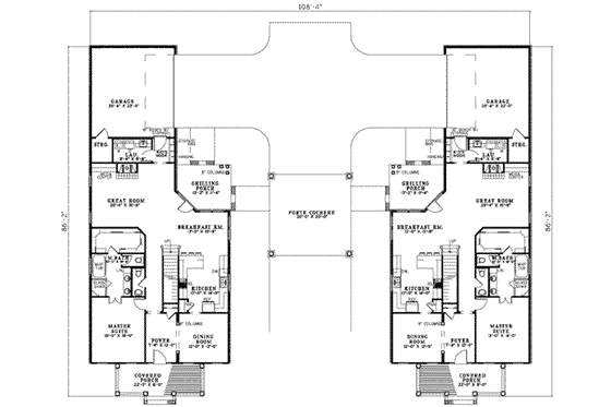 Floor Plan - Main Floor for Southern House Plan #17-2209 - 3 bed, 2.5 bath