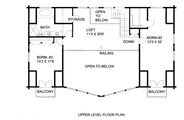 Log Floor Plan - Upper Floor Plan #117-599
