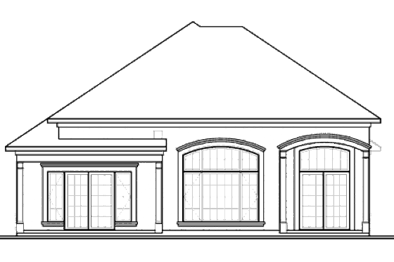 Exterior - Rear Elevation for Mediterranean House Plan #23-2215 - 4 bed, 2.5 bath