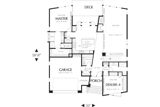 Floor Plan - Main Floor for Modern House Plan #48-606 - 4 bed, 4 bath