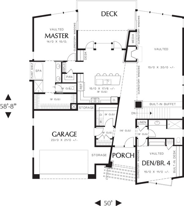 Dream House Plan - Modern Floor Plan - Main Floor Plan #48-606