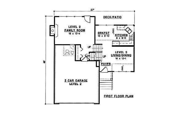 Floor Plan - Main Floor for Traditional House Plan #67-144 - 3 bed, 2 bath