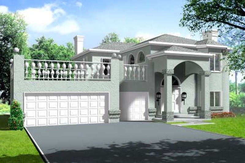 Mediterranean Style House Plan - 4 Beds 3.5 Baths 2627 Sq/Ft Plan #1-636