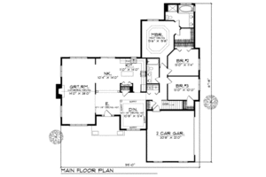 Floor Plan - Main Floor for Traditional House Plan #70-281 - 3 bed, 2 bath