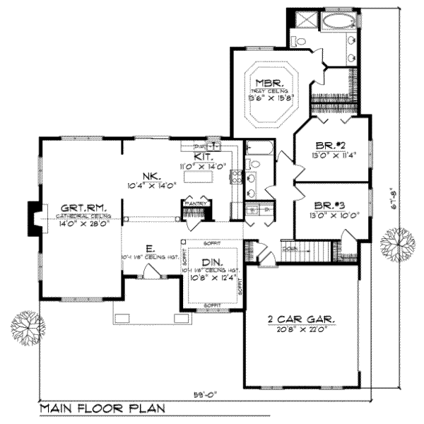 Architectural House Design - Traditional Floor Plan - Main Floor Plan #70-281
