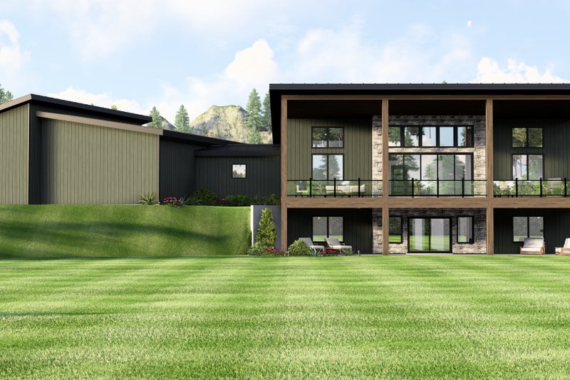 House Plan Design - Exterior - Rear Elevation 1 for Modern House Plan #1064-438 - 2 bed, 2.5 bath