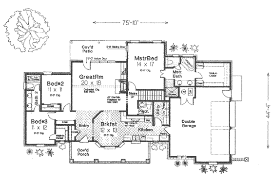 Floor Plan - Main Floor for Country House Plan #310-417 - 3 bed, 2.5 bath