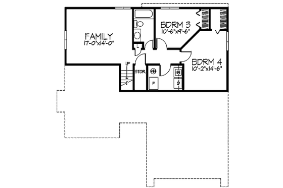 Floor Plan - Lower Floor for Bungalow House Plan #320-338 - 4 bed, 2 bath