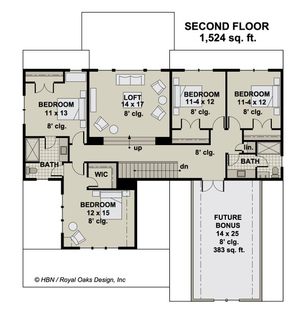 Farmhouse Floor Plan - Upper Floor Plan #51-1207