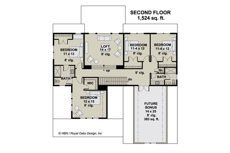 House Plan Design - Floor Plan - Upper Floor for Farmhouse House Plan #51-1207 - 5 bed, 3.5 bath