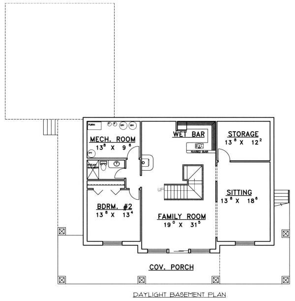 House Plan Design - Ranch Floor Plan - Lower Floor Plan #117-561