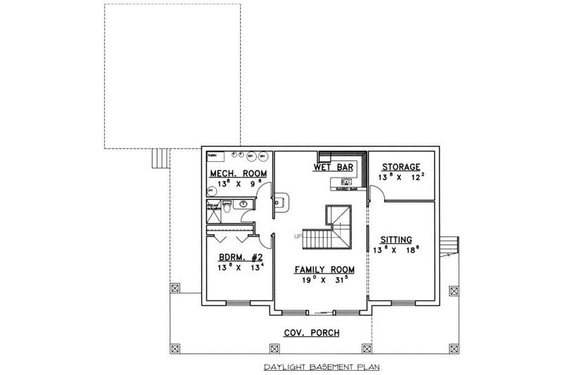 House Blueprint - Floor Plan - Lower Floor for Ranch House Plan #117-561 - 2 bed, 2.5 bath