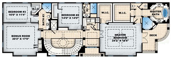 Colonial Floor Plan - Upper Floor Plan #27-447