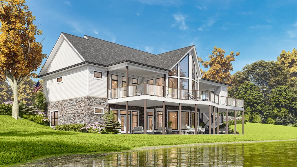 Exterior - Rear Elevation 2 for Traditional House Plan #54-710 - 4 bed, 4 bath