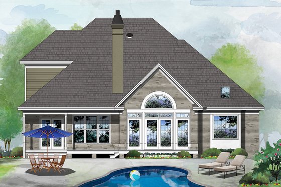 Exterior - Rear Elevation for Colonial House Plan #929-158 - 3 bed, 2.5 bath