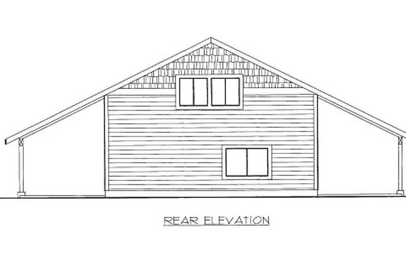 Architectural House Design - Exterior - Rear Elevation for Traditional House Plan #117-659, 1 bath
