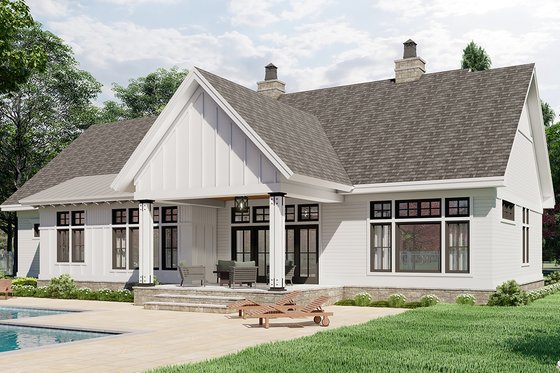 Exterior - Rear Elevation 2 for Farmhouse House Plan #51-1171 - 3 bed, 2.5 bath