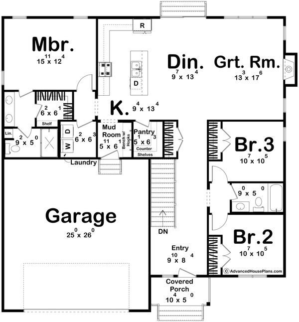 Farmhouse Floor Plan - Main Floor Plan #455-407