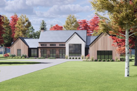 Exterior - Front Elevation 5 for Modern House Plan #1096-20 - 4 bed, 4.5 bath