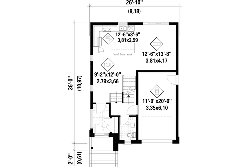 Dream House Plan - Floor Plan - Main Floor 1 for Contemporary House Plan #25-4873 - 3 bed, 2 bath