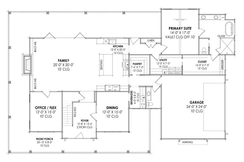 House Design - Floor Plan - Main Floor for Farmhouse House Plan #1096-47 - 4 bed, 3.5 bath