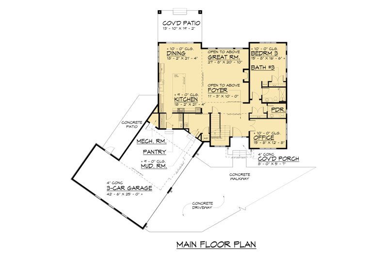 House Design - Floor Plan - Main Floor for Farmhouse House Plan #1066-285 - 4 bed, 5 bath