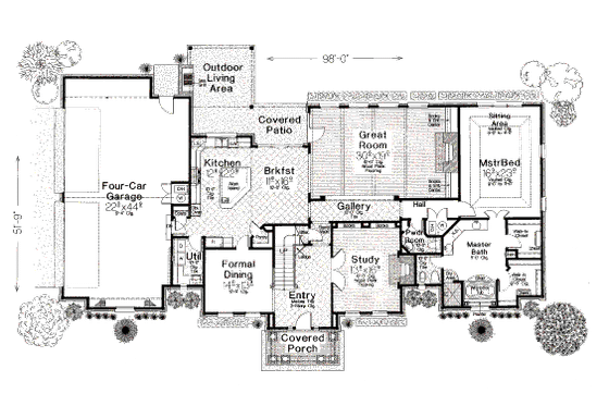 Floor Plan - Main Floor for European House Plan #310-642 - 4 bed, 3.5 bath