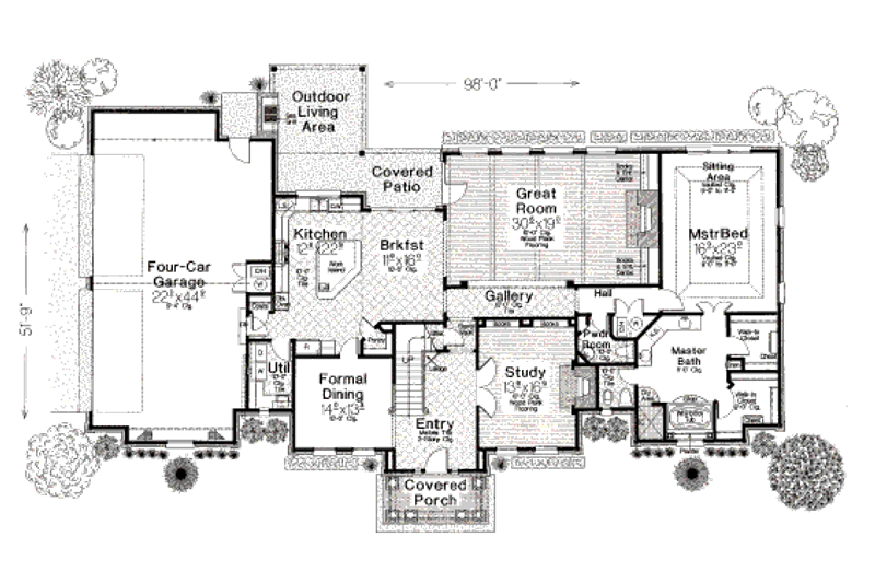Home Plan - Floor Plan - Main Floor for European House Plan #310-642 - 4 bed, 3.5 bath