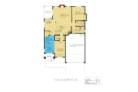 Floor Plan - Main Floor for Colonial House Plan #1066-76 - 6 bed, 3 bath