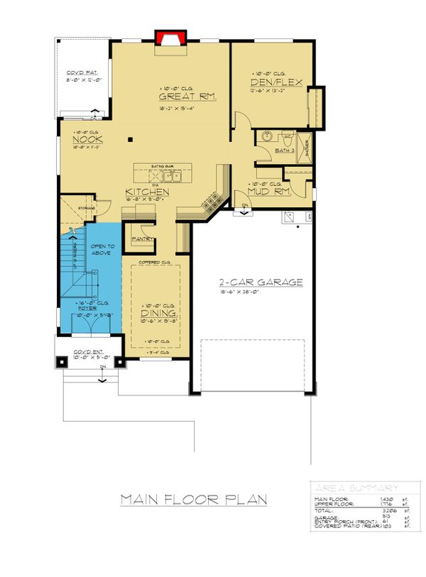 Architectural House Design - Colonial Floor Plan - Main Floor Plan #1066-76