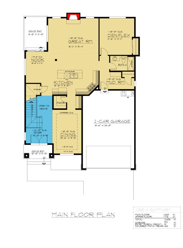 Home Plan - Colonial Floor Plan - Main Floor Plan #1066-76