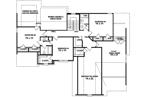 Floor Plan - Upper Floor for Traditional House Plan #81-547 - 4 bed, 3.5 bath