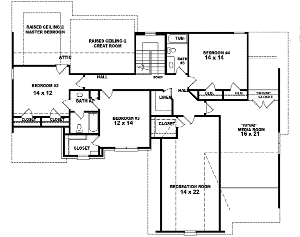 Traditional Floor Plan - Upper Floor Plan #81-547