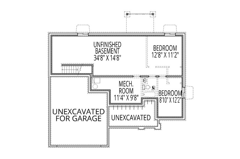 House Design - Floor Plan - Lower Floor for Bungalow House Plan #112-268 - 5 bed, 3 bath