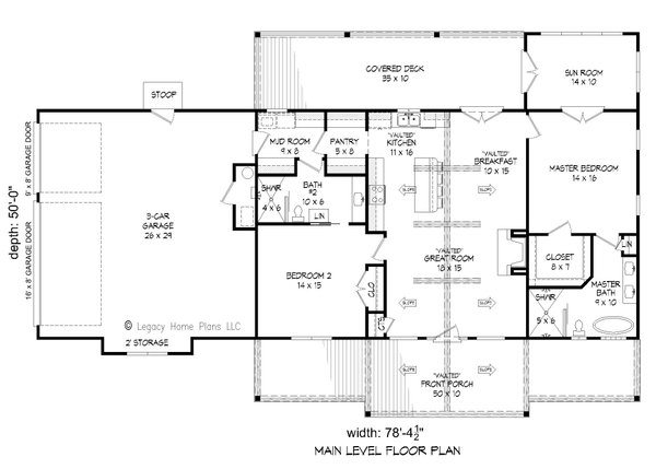 House Design - Country Floor Plan - Main Floor Plan #932-588