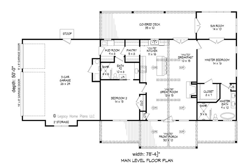Dream House Plan - Floor Plan - Main Floor for Country House Plan #932-588 - 2 bed, 2 bath