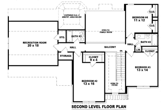Floor Plan - Upper Floor for European House Plan #81-13728 - 4 bed, 2.5 bath